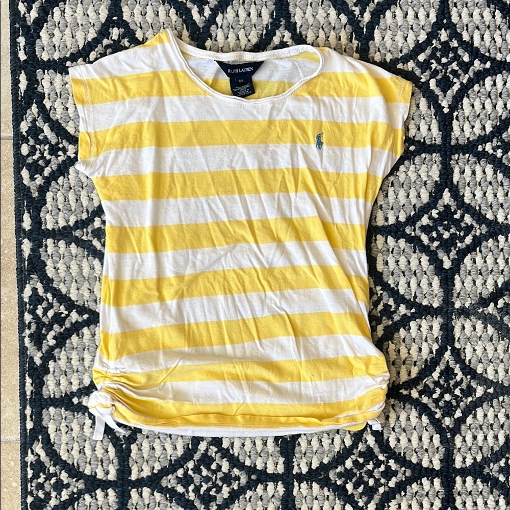 Ralph Lauren Kids Striped Yellow and White Tee